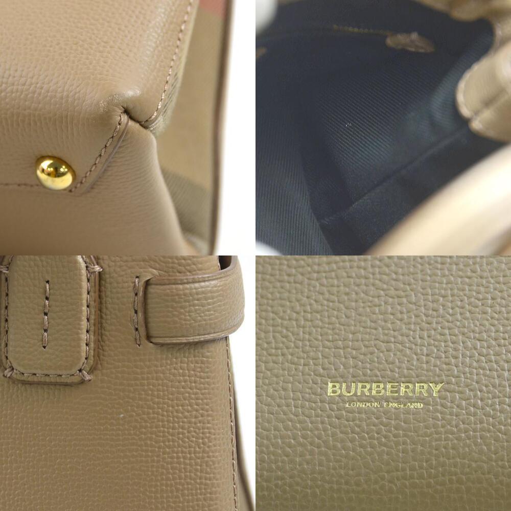 Burberry Handbag Canvas Shoulder Camel Bag Leather - Picture 4 of 4
